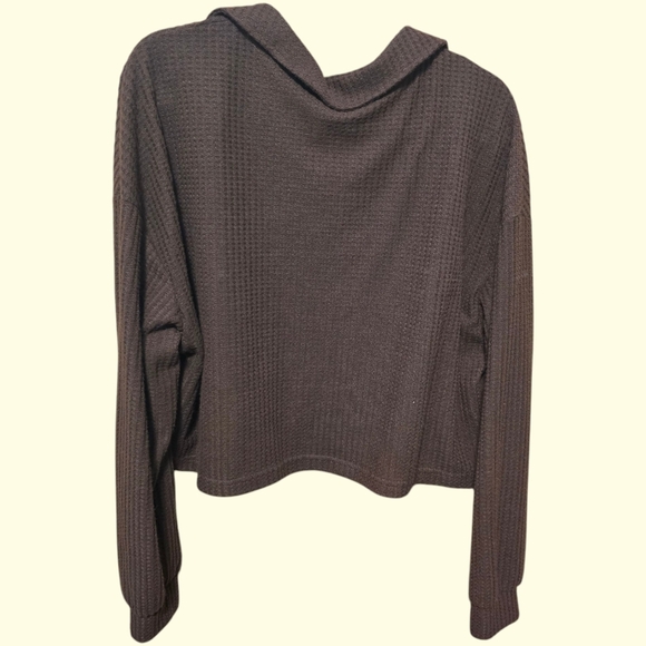 Brown Collared Women's Sweater Croped - Picture 3 of 5